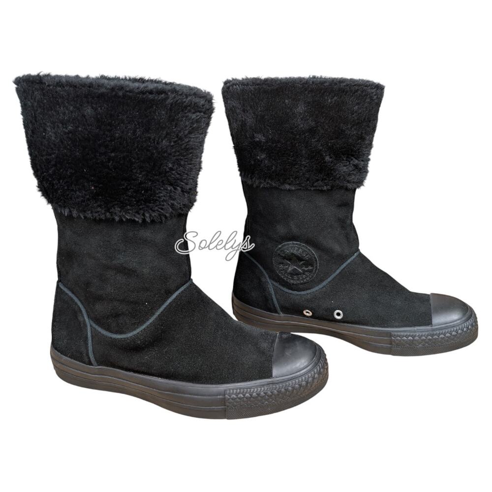 Converse CTAS 2011 Andover XHI Calf High Black Suede Leather Foldover Boot 7 - Picture 4 of 10